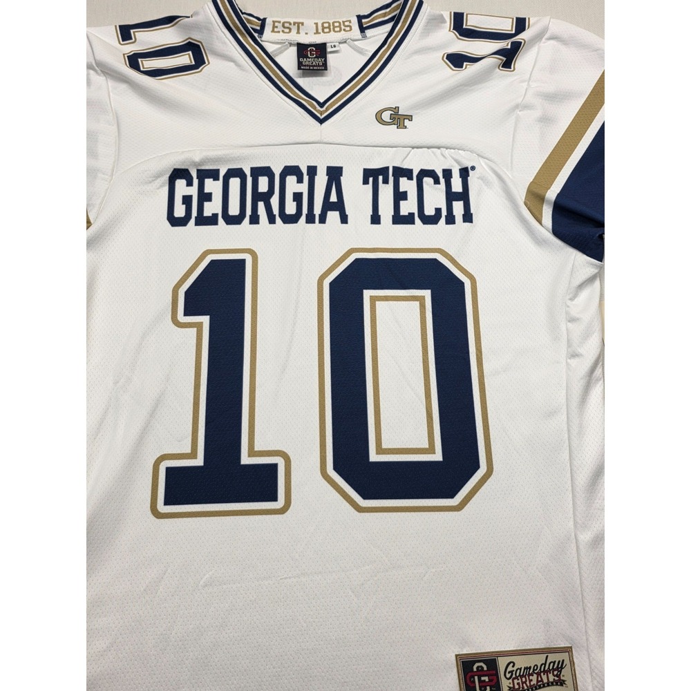 Georgia Tech Yellow Jackets #10 KING Jersey Men's L White NWT Official Licensed